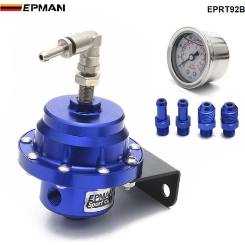 Epman Sport Universal Adjustable Fuel Pressure Regulator Oil Gauge AN6 1/8NPT Fitting EPRT92B