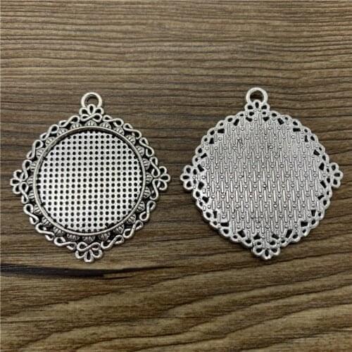 2pcs 25mm Glass Cabochon Alloy Material Cameo Base Setting Jewelry Findings Pendant Bracelet Jewelry Making #1718