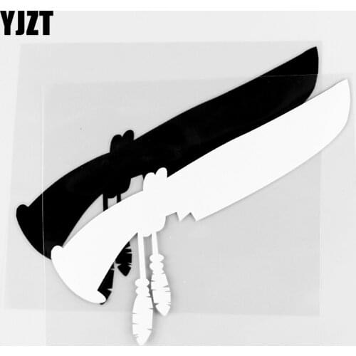 YJZT 15.0CM×14.6CM Personalized Feather Dagger Creative Car Sticker Vinyl Body Decoration Decal 1C-0105