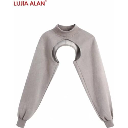 Women Irregular Short Pullovers Casual Lady Turtleneck Long Sleeve Loose Tops Autumn Sweatshirts SW1088