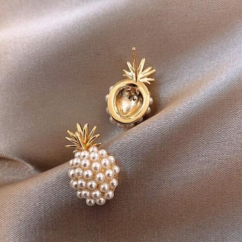 2021 Women Sweet Pineapple Pearl Studs Earrings Jewelry accessories