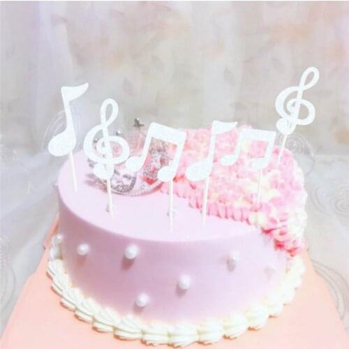 ZLJQ Party Cake Topper Note Sticker Cake Decorating Tools Happy Birthday Music Theme Wedding Note Cake Insert