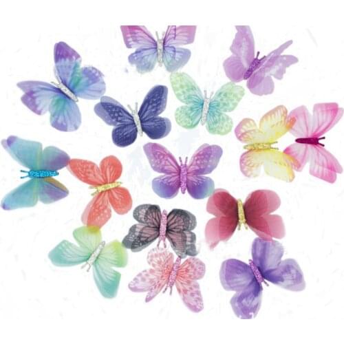 100pcs 3D Organza Butterfly Lace Appliques Blossom Floral Exquisite Wedding Dress Grown Bridal Veil Accessories