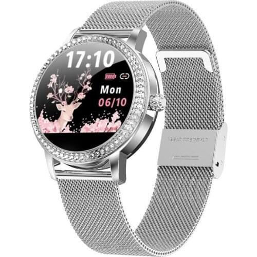 2020 Smart Watch LW20 Female Watchs Stainless Steel with Diamond Bluetooth Bracelet Color Screen Heart Rate Fashion Sports Watch