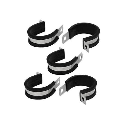 30mm Dia EPDM Rubber Lined P Clips Cable Hose Pipe Clamps Holder 5pcs