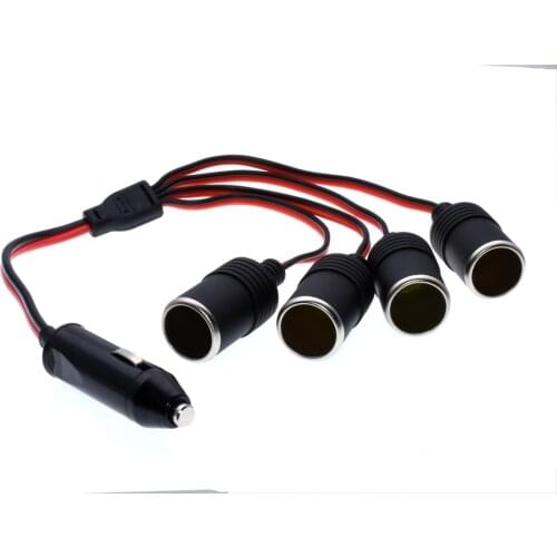 4 in 1 Car Charger Cigarette Lighter Splitter Female Socket Plug Power Adapter Connector Auto Cable Input 12V 24V Socket
