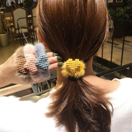 50pcs/lot DIY Simple Multi Plush Enwind Cony Hair Band Loving Heart Rubber Band Hair Styling Tools Accessories HA1724