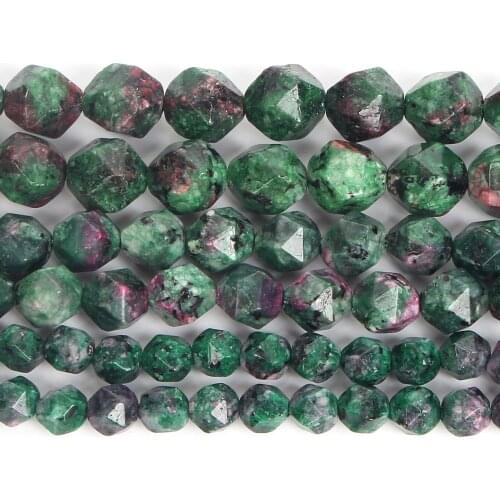 Big Faceted Natural Stone Beads Ruby in Epidote Quartz Round Loose Beads For Jewelry Making DIY Bracelets Accessories 6/8/10MM