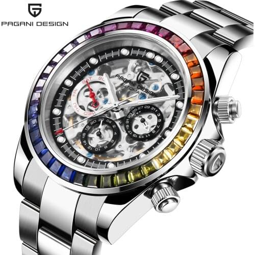 PAGANI DESIGN New Fashion Casual Brand watch Stainless Steel Automatic Men watch Mechanical Waterproof Rainbow Luxury Watch men