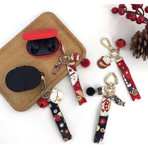 For Redmi Airdots Case Cute Lucky Cat Earphone Case for Xiaomi Airdots Headphone Case Cover Cat Ring Strap Silicone Cover