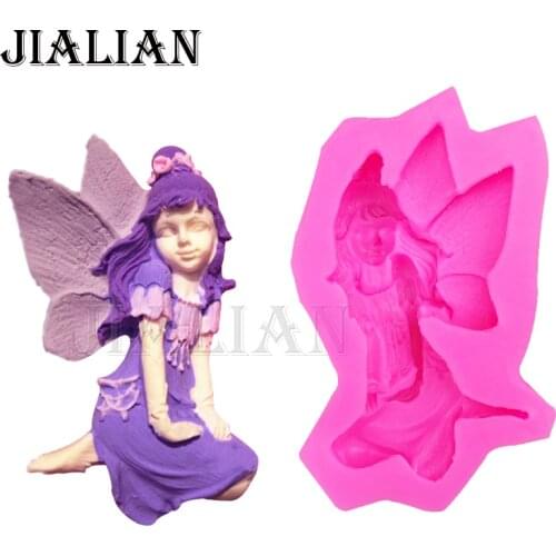 Flower fairy Party cake decorating tools DIY Girl angel cookies fondant silicone soap mould chocolate sugar art displays T0236