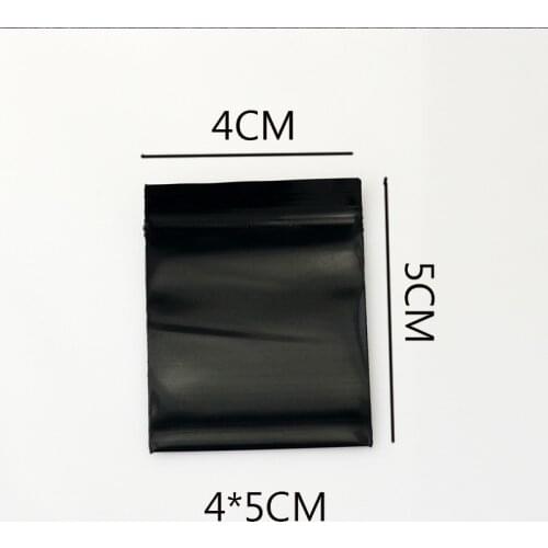 Hot Sale 100pcs Mini Self Sealing Zip Lock Plastic Bags 4x5cm /1.57inch x 1.96inch Black Packaging Bag