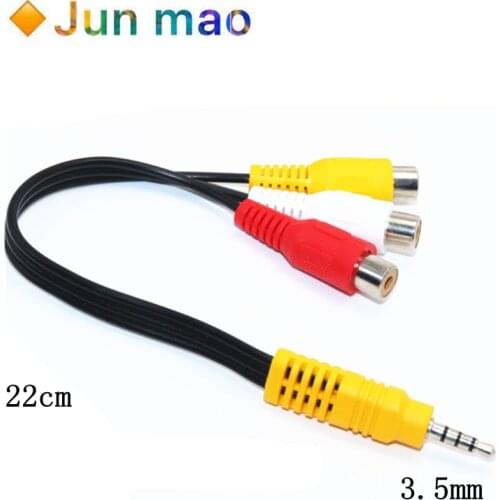1pcs 3.5mm Aux Male Stereo to 3 RCA Female Audio Video AV Adapter Cable for High-Performance Video and Audio Playback