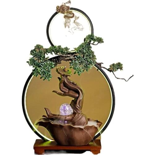 Zen Buddhism Water Fountain Creative Lamp Ring Backflow Incense Burner Feng Shui Fortune for Home Living Room Decoration
