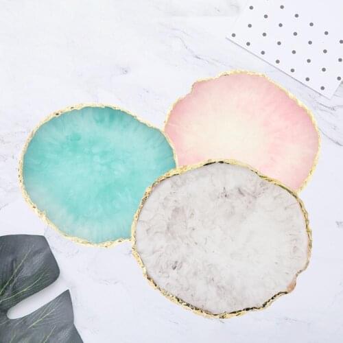Creative Golden Edge Resin Nail Color Palette Mixing Drawing Paint Plate Pad Manicure Nail Art Display Holder Shelf for DIY