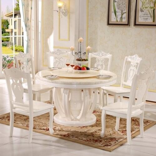 Round dining table diameter 1.2m 1.3m 1.5m marble table white wood furniture