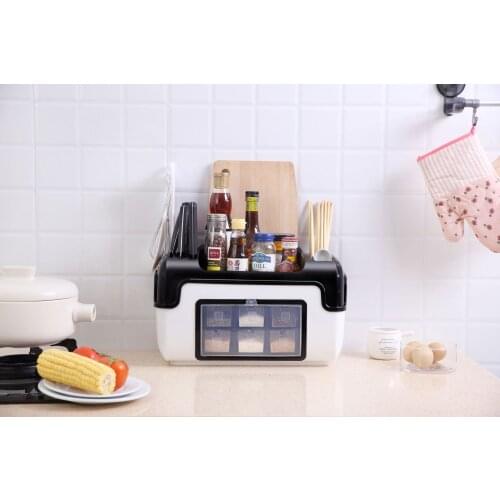 Kitchen Multi-functional Plastic Shelf Condiment Box, Condiment Pot, Bottle Set Knife Holder