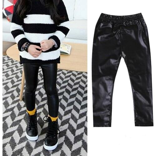 Fashion Kid Toddler Baby Girl Stretchy PU Leather Pants Skinny Leggings Trousers for 1-8Y