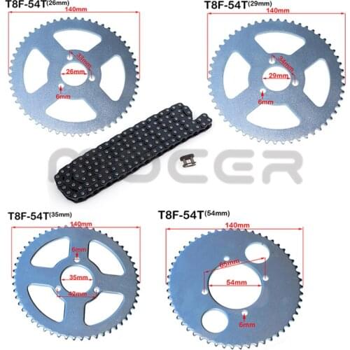T8F 54T chain plate 26mm 29mm 35mm 54mm Rear Chain Sprocket T8F 136link chain For 47cc 49cc Pocket Bike Mini Moto Quad ATV