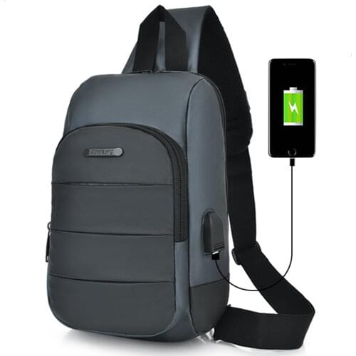 2020 Mens Nylon Waterproof USB Multifunction Crossbody Bag Shoulder Bags Messenger Chest Bag Short Trip Travel Pack for Male