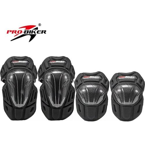 PRO-BIKER Motorcycle Carbon Fiber Kneedpads Elbow & Knee Pads Protectors Guards Motocross Equipment Knee Protection Gear