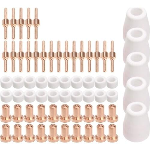 65Pcs Plasma Cutter Tip Electrodes And Nozzles Kit Consumable Accessories for PT31 30 40 50 Plasma Cutter Welding Tools