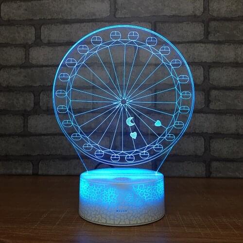 New Ferris Wheel 3d Night Light Smart Home Decoration Led Remote Touch switch White base Lovely 7 color change 3D Lamp