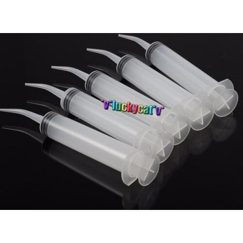 20Pcs Disposable Dental Irrigation Syringe With Curved Tip 12CC For Dentist Use
