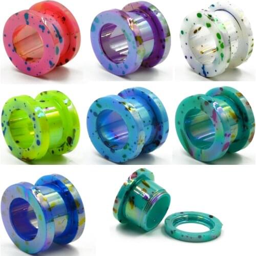 PAIR Black Acrylic Single Flare With O Ring Ear Plugs Flesh Tunnel Expander Gauge Piercing Stretchers Like Crystal Body Jewelry