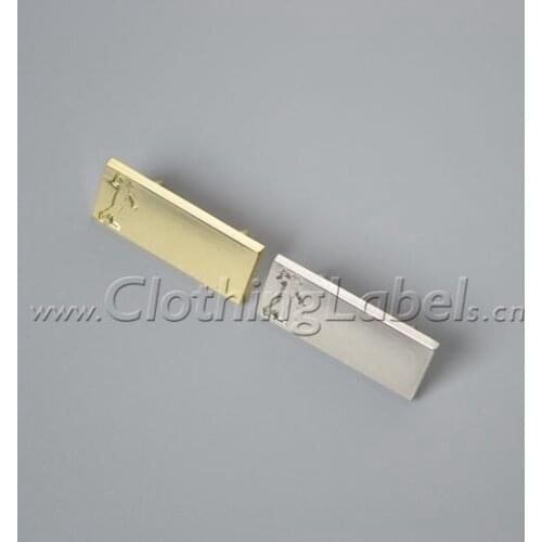 Custom metal labels for bag, clothing, shoes, debossed logo, zinc alloy material, gunmetal color, accept small order