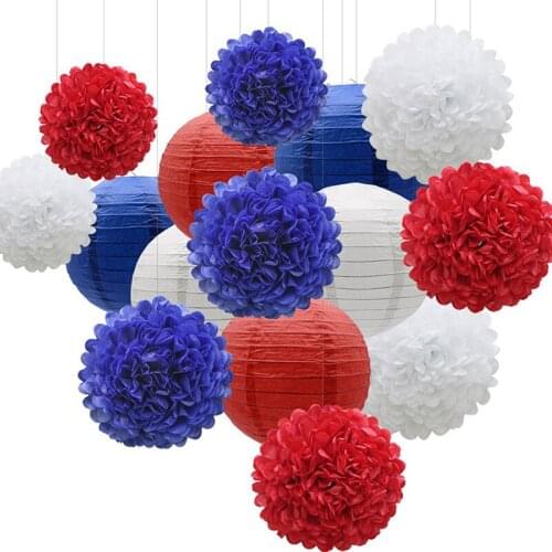 Pompom Paper Flower Lantern Garland Party Background Wall Wedding Decor Birthday Party Supplies Girl Baby Shower BOY Christening
