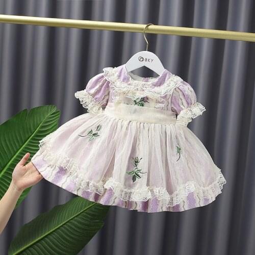 Spanish Girls Birthday Party Dresses Lolita Style Kids Lace Toddler Princess Dress Infant Clothes Ball Gown 1-5Y