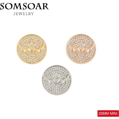 Somsoar Jewelry 25mm small Ireland Coin Heart with Crown and Hands Disc for My Coin Pendant Necklace 10pcs/lot