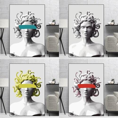 Medusa Statue DIY Press Digital Painting Canvas Poster Home Decoration Kids Crafts Acrylic Paint Art Brush Set Special Gift