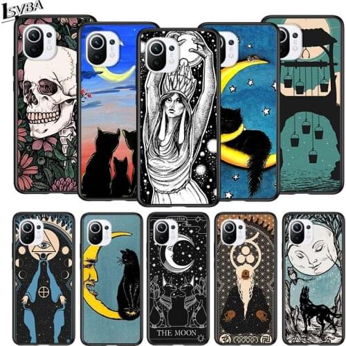 Witches Moon Tarot Mystery for Xiaomi Mi 11 10T Note10 Ultra 5G 9 9T SE 8 A3 A2 A1 6X Pro Play F1 Lite 5G Black Phone Case