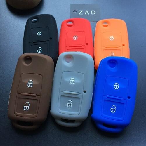 ZAD silicone car Key case cover protection for VW Amarok Polo Golf MK4 Bora Jetta Altea for seat for skoda Octavia Fabia 2Button