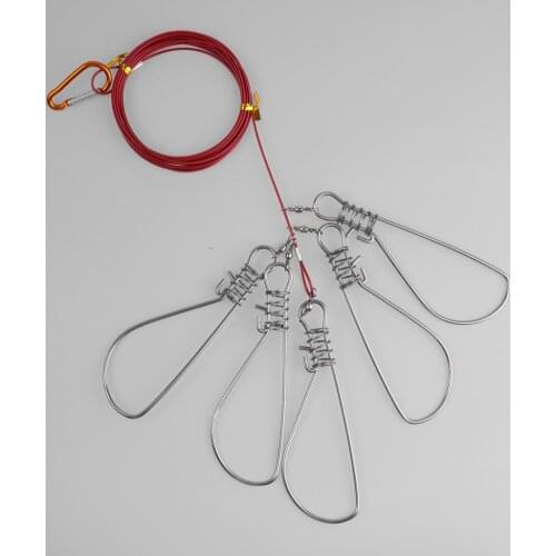 Fishing Bait Clip And Metal Snaps Kit, 5m Rope, Carabiner for Kayak And Boat Fishing