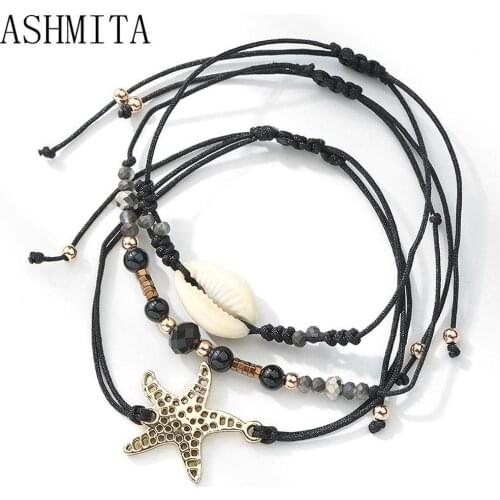ASHMITA 2019 Pearl Shell 6 Color Woven Bracelet Gift For Women Men Bohemia Beach Leisure Bracelets Young Fashion