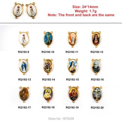 Gold Color Rosary Center Medals Our Lady of Fatima Lourdes Virgin Mary Theresa