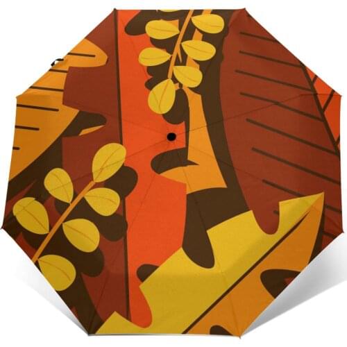 Sunny Umbrella Autumn Leaves Orange Automatic folding portable men women umbrella Sunscreen rain Windproof beach parasol