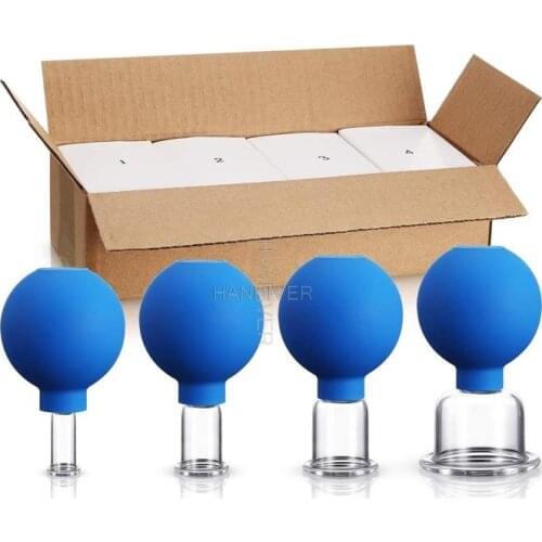 1/4pcs Vacuum Cupping Cups Set Rubber Head Glass Anti Cellulite Massage Chinese Therapy Face Cupping Set Cans For Health Massage