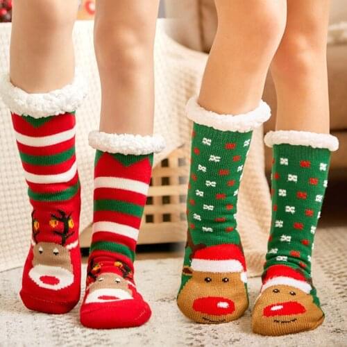 1 Pair Womens Thick Warm Floor Soft Sock Non-slip Home Female Floor Socks Christmas Gifts Cartoon Carpet Socks for Winter