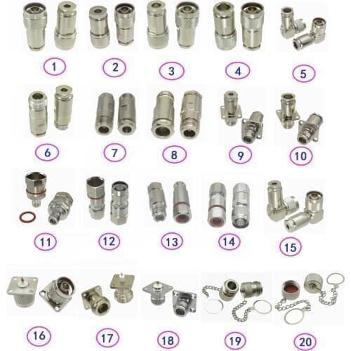 10pcs Connector N Male plug & Female Jack & Flange & Chain Clamp RG58 RG142 LMR195 / RG8X / RG5 RG6 / RG8 LMR400 / 1/2" / 7/8"