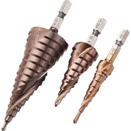 3-12/4-20/4-32mm M35 Cobalt Step Drill Bit 1/4 Inch Hex Shank HSS-Co Step Drill Bit