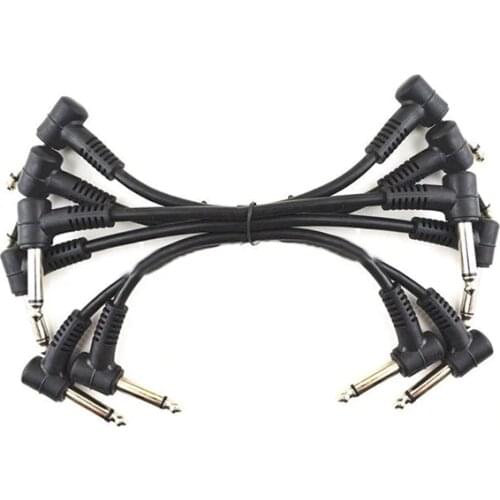 6 x Electric Guitar Cables 6 inch 1/4 Right Angle Effect Pedal Patch Cord Black