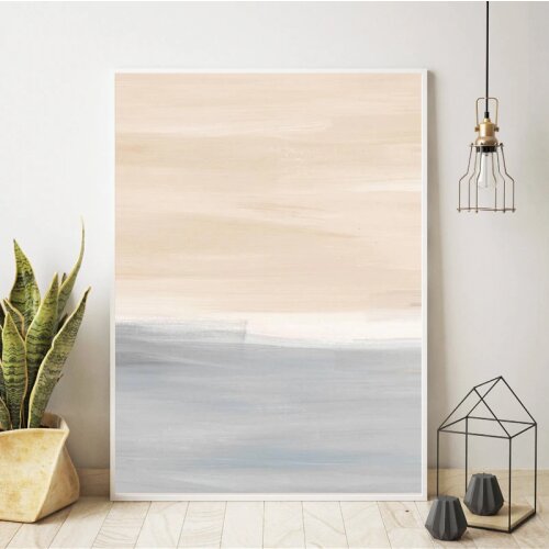 Beige and Grey Abstract Watercolor Painting Print Minimalist Wall Art Canvas Painting Poster Nordic Decoration Picture for Home