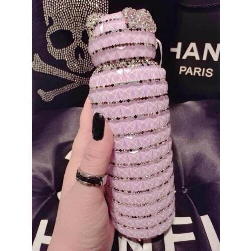 280ML Cute Cat Diamond-encrusted Thermal Water Bottle With Pendant
