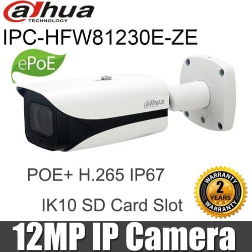 Dahua DH-IPC-HFW81230E-ZE 12MP Bullet Network Camera With SD Card Slot PoE Max IR Length 50m Waterproof Vandalproof 4K IP Camera
