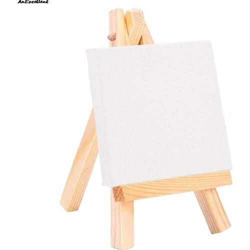 Mini Wooden Easel Canvas Set Painting Craft DIY Drawing Small Table Easel Artists Stationery Supplies Kids Gift Home Decoration