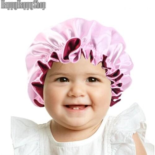 Children Double Layer Satin Bonnet Elastic Sleeping Cap Hat Girls Boy Bandanas Turban Headwrap Kids Headwear